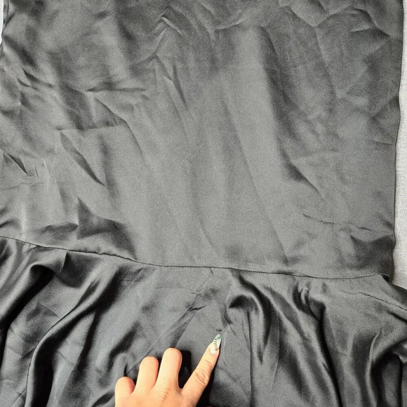 Lulus Black Tie Optional Satin Ruffled Midi Dress - Picture 12 of 12